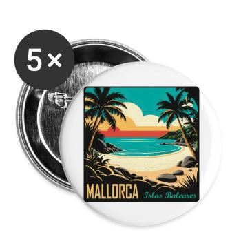 Majorca, Balearic Islands - Buttons large 2.2''/56 mm (5-pack) - white - Front