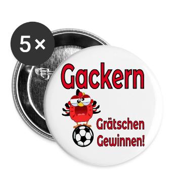 Fussball Hühner - Fußballmannschaft Gewinnerin - Buttons groß 56 mm (5er Pack) - Weiß - Vorne