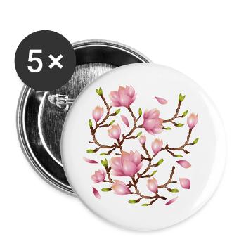 Exotische Magnolienblüten Illustration - Buttons groß 56 mm (5er Pack) - Weiß - Vorne