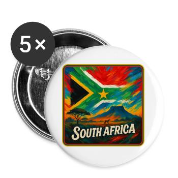 South Africa Flag Design - Buttons large 2.2''/56 mm (5-pack) - white - Front