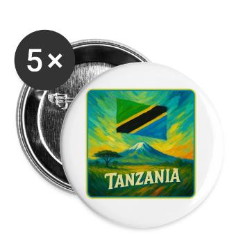 Tanzania Flag Design - Buttons large 2.2''/56 mm (5-pack) - white - Front