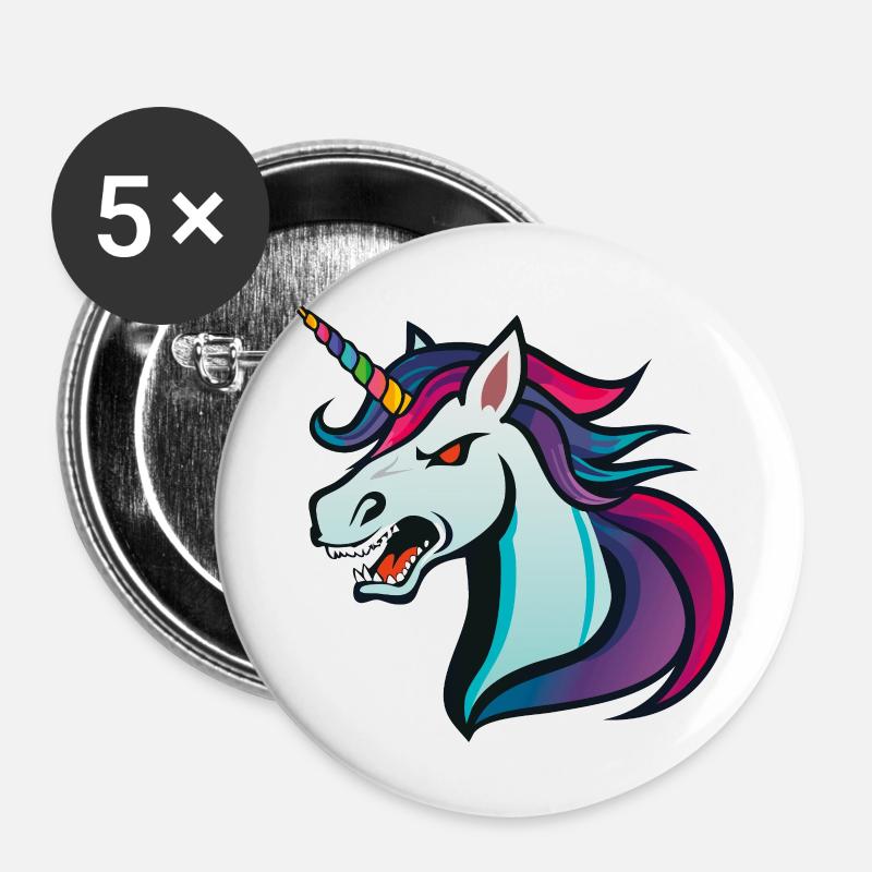 Unicorn Evil - Buttons large 2.2''/56 mm (5-pack) - white