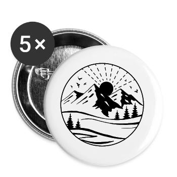 Gebirge - Buttons groß 56 mm (5er Pack) - Weiß - Vorne