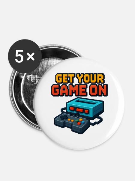 get your game on - Buttons groß 56 mm (5er Pack) - Weiß