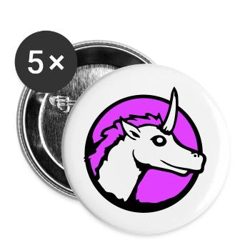 Einhorn Pink Süß Hübsch Freundlich Cartoon Pferd - Buttons groß 56 mm (5er Pack) - Weiß - Vorne
