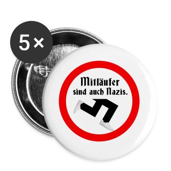 Gegen AFD Mitlaufer Zeichen setzen gegen rechts - Buttons groß 56 mm (5er Pack) - Weiß - Vorne