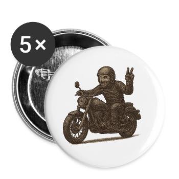 Motard 2 - Lot de 5 grands badges (56 mm) - blanc - Devant