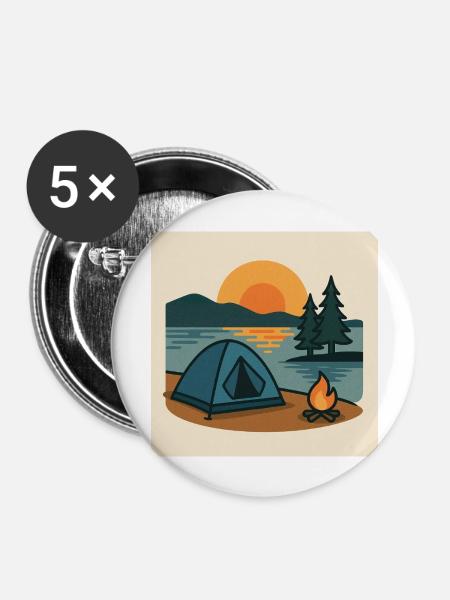 Camping Zelt See - Buttons groß 56 mm (5er Pack) - Weiß