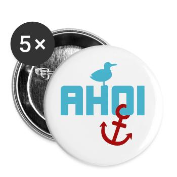 Ahoy Seagull Anchor Holiday Sea North Sea Summer Beach - Buttons large 2.2''/56 mm (5-pack) - white - Front
