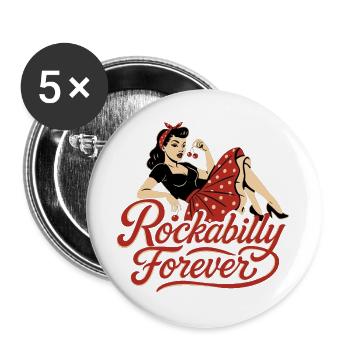 Rockabilly Forever Cherries Wife 50s Gift - Buttons large 2.2''/56 mm (5-pack) - white - Front