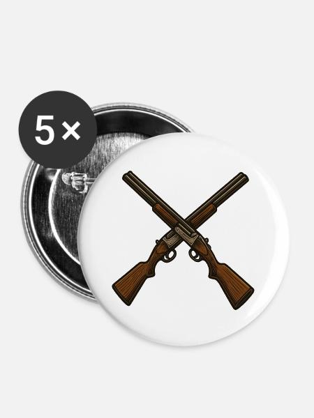 Retro Crossover Schrotflinten - Buttons groß 56 mm (5er Pack) - Weiß