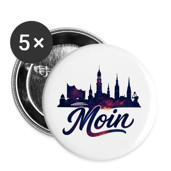 Hamburg Moin Stadt Silhouette galaktisch Geschenk - Buttons groß 56 mm (5er Pack) - Weiß - Vorne