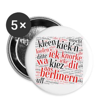 Berliner Schnauze – word cloud with dialect - Buttons large 2.2''/56 mm (5-pack) - white - Front