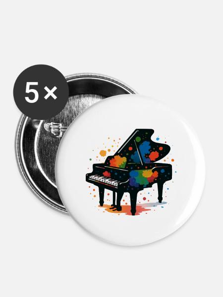 klavier farbklecks - Buttons groß 56 mm (5er Pack) - Weiß