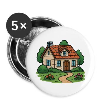 House Villa - Buttons large 2.2''/56 mm (5-pack) - white - Front