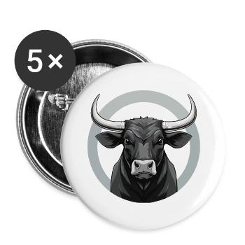 Taureau sur le ring - Lot de 5 grands badges (56 mm) - blanc - Devant