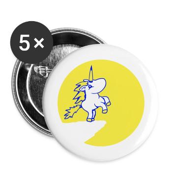 Einhorn Klippe Mond Berg Rund Nacht Süß Cartoon - Buttons groß 56 mm (5er Pack) - Weiß - Vorne
