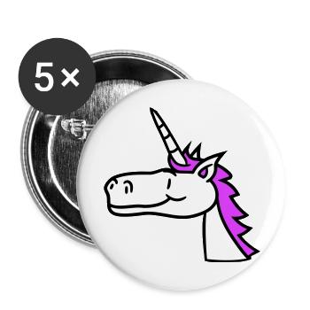 Einhorn Pink Süß Hübsch Freundlich Cartoon Pferd - Buttons groß 56 mm (5er Pack) - Weiß - Vorne