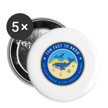 The blue whale is the largest animal - Buttons large 2.2''/56 mm (5-pack) - white - Front