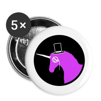 Licorne Sir Gentleman Mr. Rich Monocle Chapeau haut de forme - Lot de 5 grands badges (56 mm) - blanc - Devant