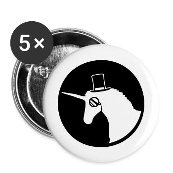 Licorne Sir Gentleman Mr. Rich Monocle Chapeau haut de forme - Lot de 5 grands badges (56 mm) - blanc - Devant
