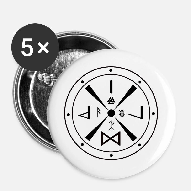 Viking Shield Teutons - Buttons large 2.2''/56 mm (5-pack) - white