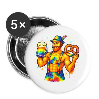 pride bavarian - Buttons groß 56 mm (5er Pack) - Weiß - Vorne