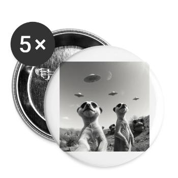Suricate posant pour un selfie avec des OVNI drôles - Lot de 5 grands badges (56 mm) - blanc - Devant