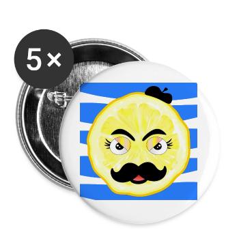 Papa Schnurrbart - Vater Bart - Buttons groß 56 mm (5er Pack) - Weiß - Vorne