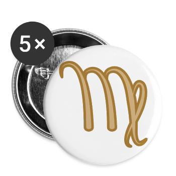 Virgo Zodiac Symbol Two Tone Golden - Buttons large 2.2''/56 mm (5-pack) - white - Front