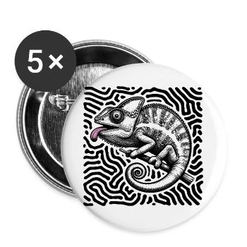 Chameleon Psychedelic Maze Art - Buttons large 2.2''/56 mm (5-pack) - white - Front