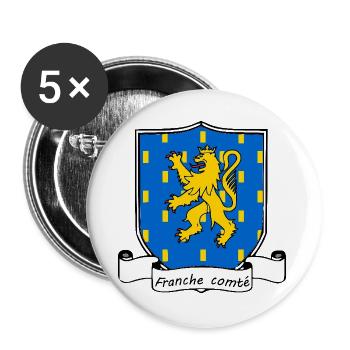 Franche-Comté - Buttons groß 56 mm (5er Pack) - Weiß - Vorne