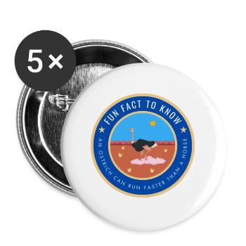 An ostrich can run faster than a horse - Buttons large 2.2''/56 mm (5-pack) - white - Front