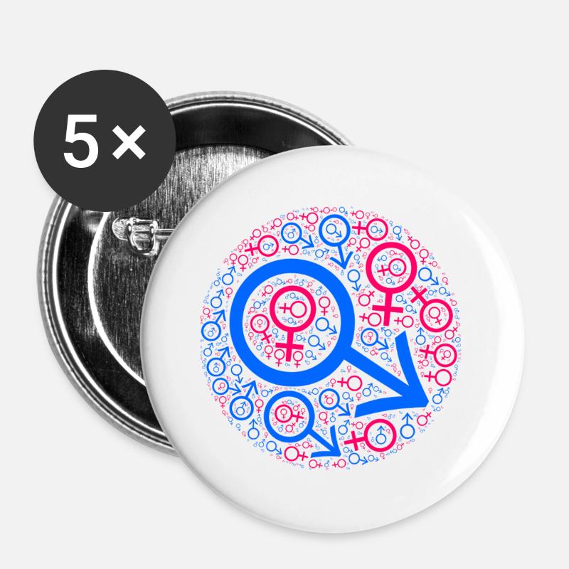 Gender muddle in circle design - Buttons large 2.2''/56 mm (5-pack) - white