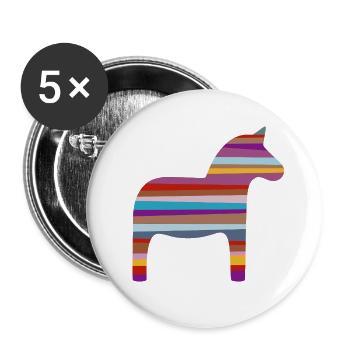 Dalapferd Streifen skandinavisch Schweden Kinder - Buttons groß 56 mm (5er Pack) - Weiß - Vorne