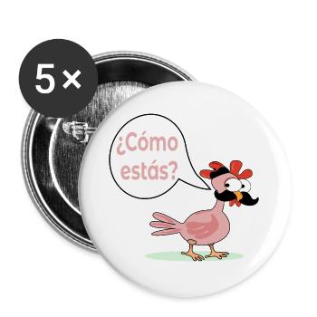 How are you - Chicken Chicken Mustache Hen - Buttons large 2.2''/56 mm (5-pack) - white - Front