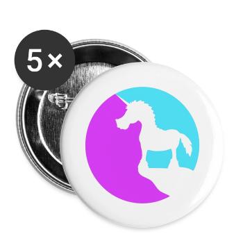 Einhorn Klippe Mond Berg Rund Nacht Silhouette Süß - Buttons groß 56 mm (5er Pack) - Weiß - Vorne