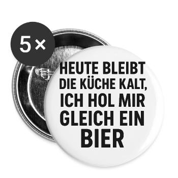 Beer Kitchen Saying - Buttons large 2.2''/56 mm (5-pack) - white - Front