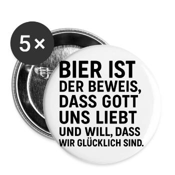 Beer is proof that God loves us - Buttons large 2.2''/56 mm (5-pack) - white - Front