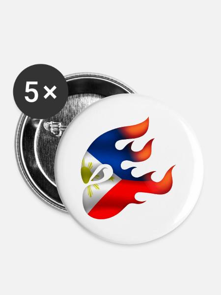 Philippinische Flagge - Philippinen - Ninja - Buttons groß 56 mm (5er Pack) - Weiß