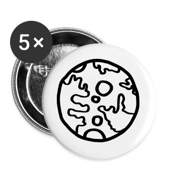 Planète Space Doodle Simple - Lot de 5 grands badges (56 mm) - blanc - Devant
