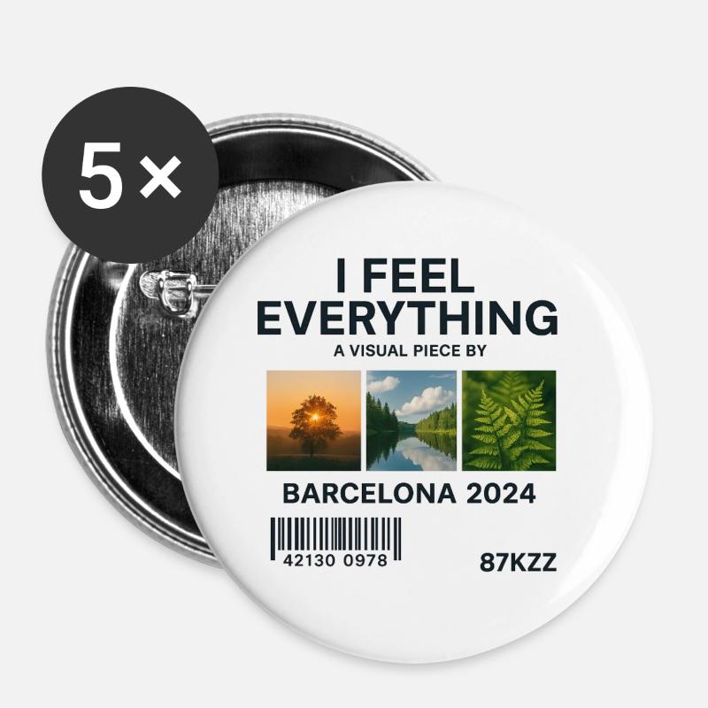 I Feel Everything: Visuelles Werk Barcelona - Buttons groß 56 mm (5er Pack) - Weiß