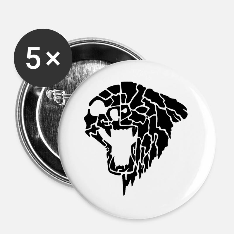 Tribal bear - Buttons large 2.2''/56 mm (5-pack) - white