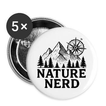 nature nerd hiking mountains - Buttons large 2.2''/56 mm (5-pack) - white - Front