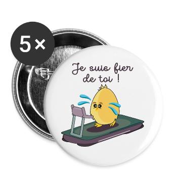 FIER DE TOI - TAPIS DE COURSE - Lot de 5 grands badges (56 mm) - blanc - Devant