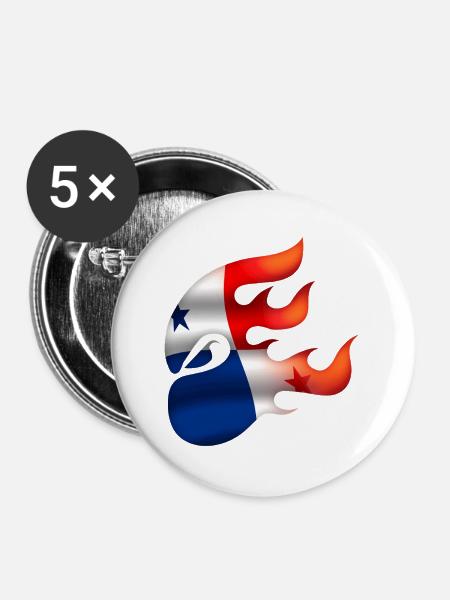 Panama Flagge - Panama - Ninja - Buttons groß 56 mm (5er Pack) - Weiß