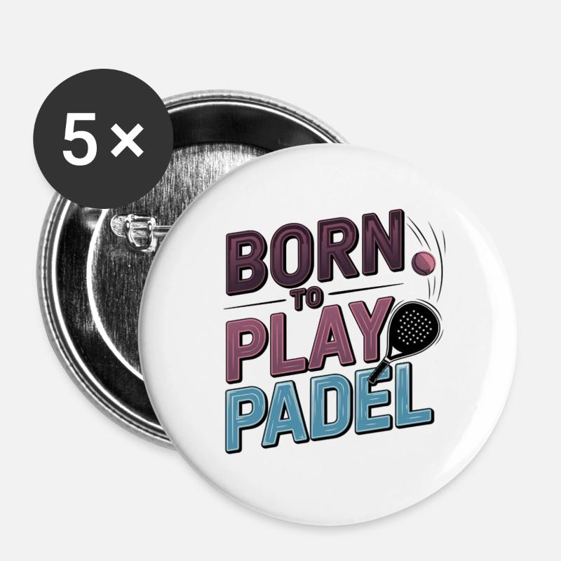 Kinder zum Padelspielen - Buttons groß 56 mm (5er Pack) - Weiß