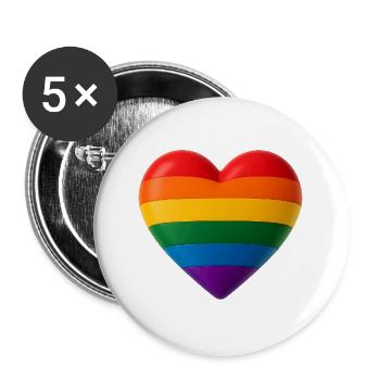 Heart in rainbow colors for variety 3D look - Buttons large 2.2''/56 mm (5-pack) - white - Front