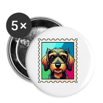 Portrait de chien coloré dans le style Pop Art - Lot de 5 grands badges (56 mm) - blanc - Devant