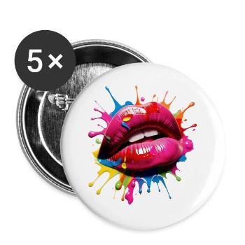 Lebendige Lippenkunst mit Color Splash - Buttons groß 56 mm (5er Pack) - Weiß - Vorne